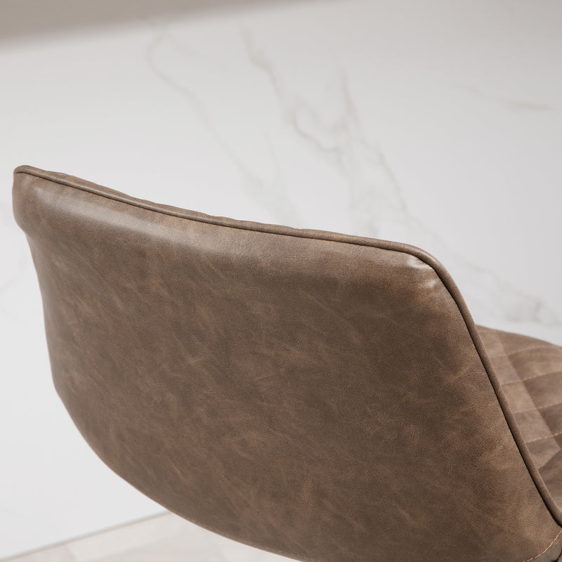 Adjustable Swivel Bar Stools Set of 2 with Backrest and Footrest for Kitchen Brown