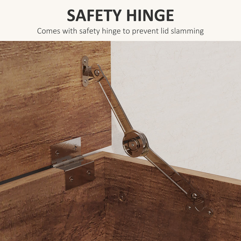 Grey 113L Storage Chest with Flip-Top Lid and Safety Hinges for Living Room or Hallway by HOMCOM