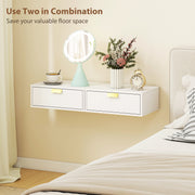 Floating Bedside Table Set with Drawer for Clutter-Free Storage Wall Mounted White AOSOM