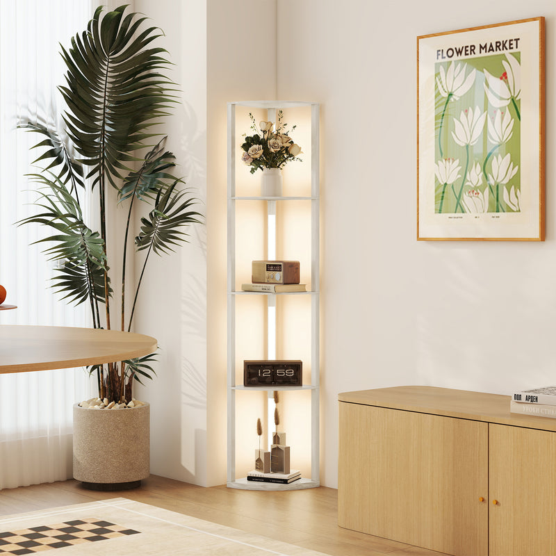 Modern Oak Corner Floor Lamp with Dimmable Warm White LED for Living Room or Bedroom