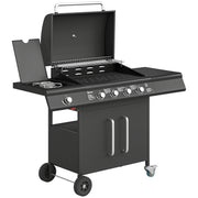 5 Burner Gas Barbecue Grill for Easy Family Cooking and Garden Entertaining Black Outsunny