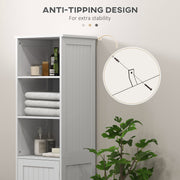 Tall Bathroom Cabinet with Open Shelves and Cupboard for Small Spaces White Homcom