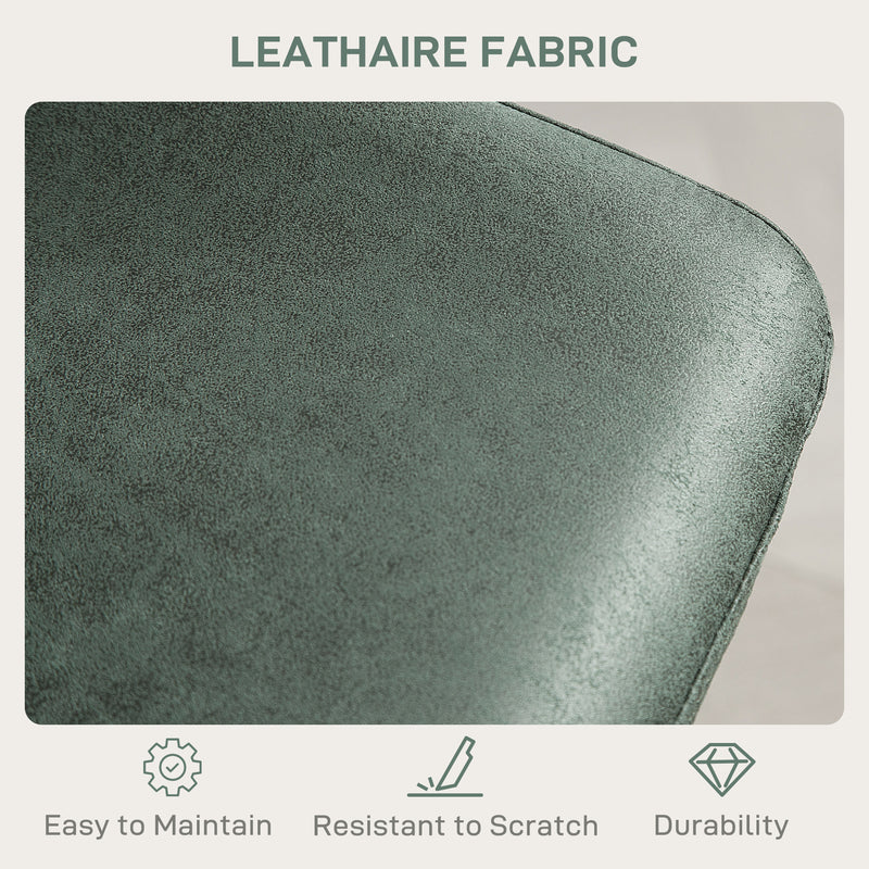 Set of Two Retro Tub Bar Stools with Low Backrest for Kitchen or Home Bar Green