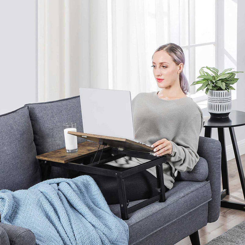Adjustable Laptop Desk for Sofa with Cup Holder and Storage Side Pocket by Songmics