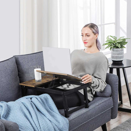 Adjustable Laptop Desk for Sofa with Cup Holder and Storage Side Pocket by Songmics