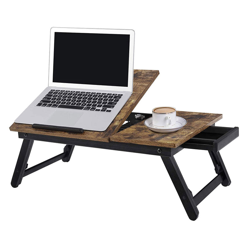 Adjustable Laptop Desk for Sofa with Cup Holder and Storage Side Pocket by Songmics