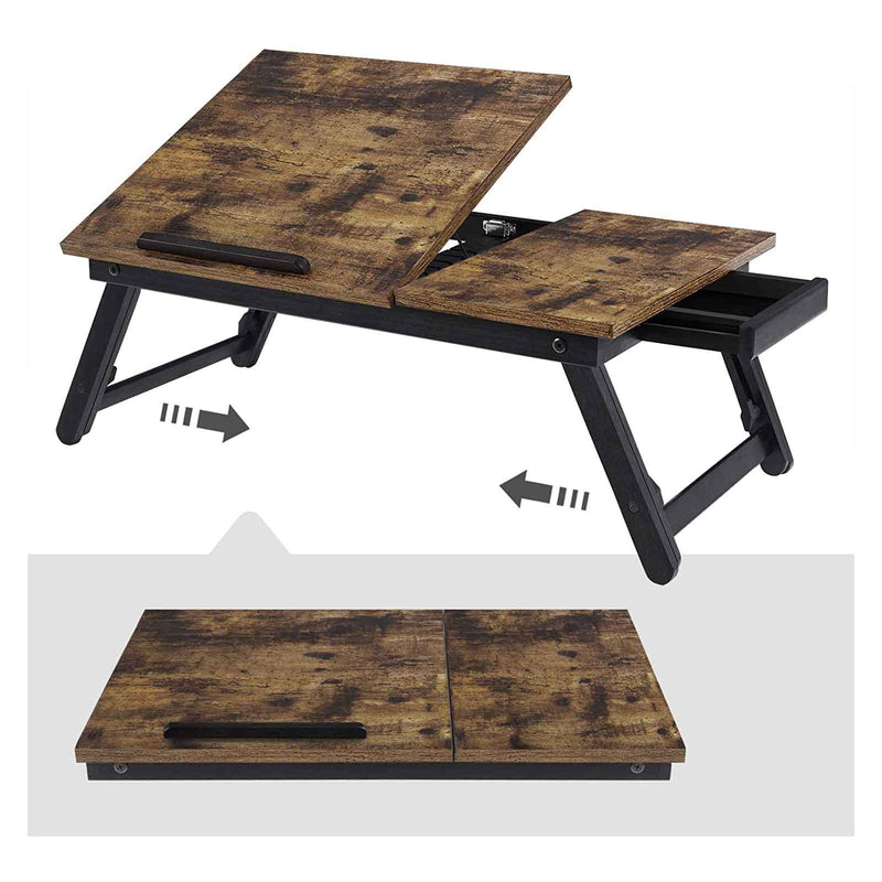 Adjustable Laptop Desk for Sofa with Cup Holder and Storage Side Pocket by Songmics