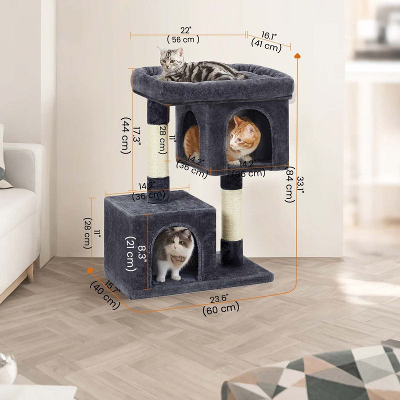 Compact Cat Tree Tower for Indoor Cats and Kittens with Scratching Posts by Feandrea
