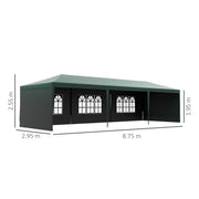 Large Garden Gazebo 3x9m, Green Outsunny