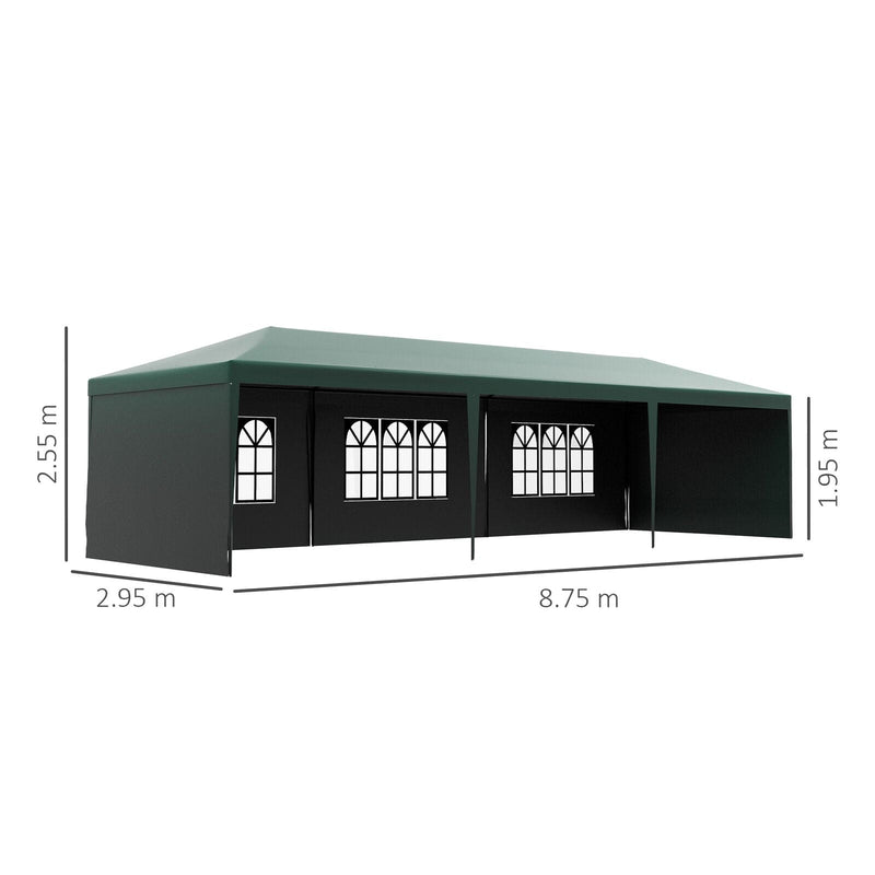 Large Garden Gazebo 3x9m, Green Outsunny