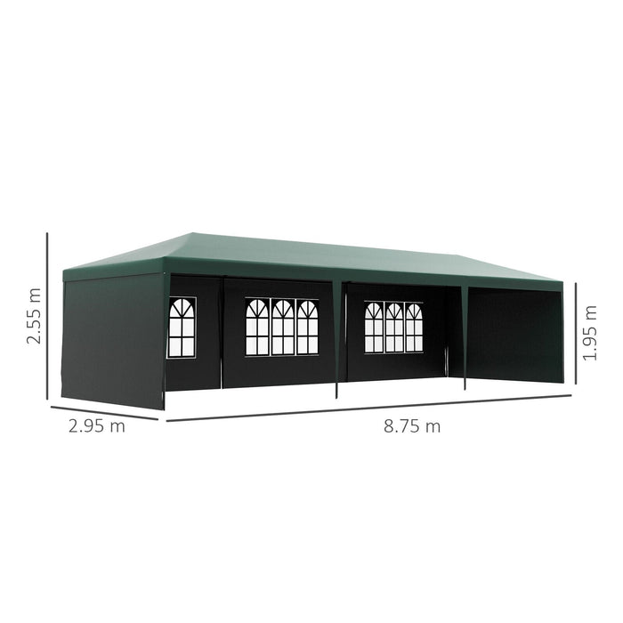 Large Garden Gazebo 3x9m, Green
