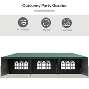 Large Garden Gazebo 3x9m, Green Outsunny