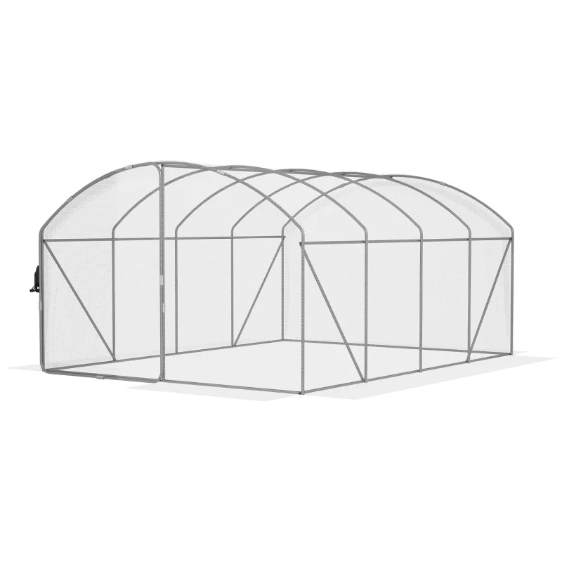 Image of a large walk in polytunnel greenhouse with a large door to the front