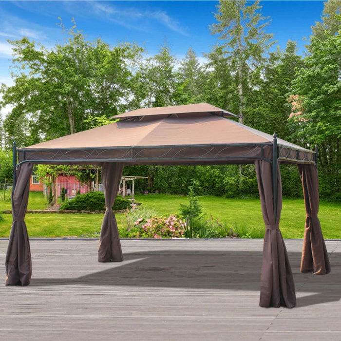 Metal Frame Gazebo With Sidewalls, 3x4m