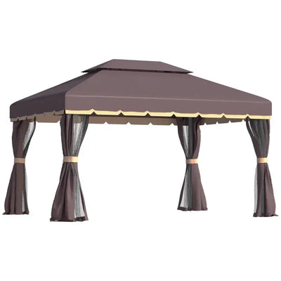 Large Gazebo With Sides, Aluminium Frame Party Tent, 4x3m Outsunny
