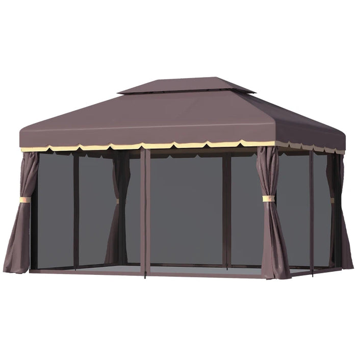 Large Gazebo With Sides, Aluminium Frame Party Tent, 4x3m