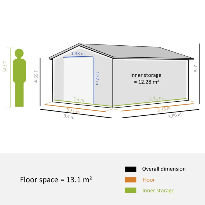 Large Metal Storage Shed (13x11ft)