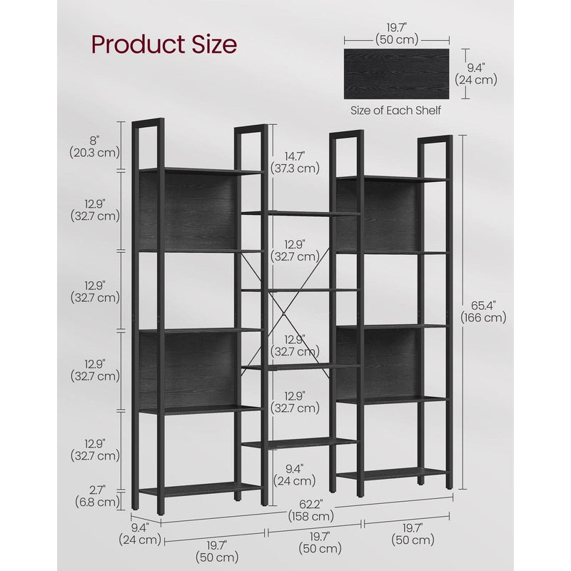 Image of a large black bookcase by Vasagle Furniture.