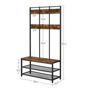 Vasagle Large Industrial Coat Rack With Shoe Storage and Bench For Entrway