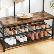 Vasagle Large Industrial Coat Rack With Shoe Storage and Bench For Entrway