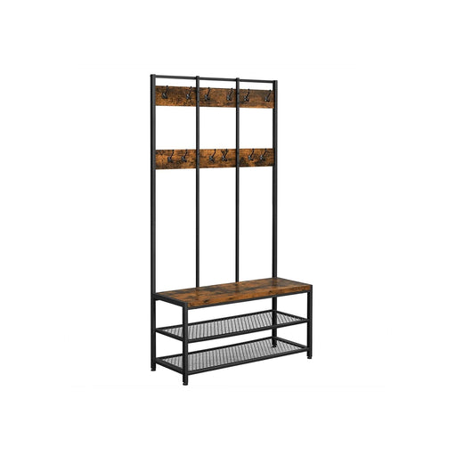 Image of a Vasagle Large Industrial Coat Rack With Shoe Storage and Bench