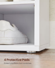 Large White Entryway Shoe Bench With Grey Cushion by Vasagle