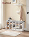 Large White Entryway Shoe Bench With Grey Cushion by Vasagle