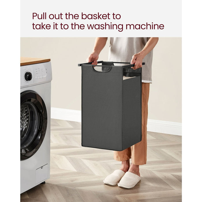 Black and Grey Laundry Sorter With 2 Shelves by Vasagle