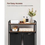 Laundry Sorter With 2 Shelves by Vasagle Rustic Brown and Black