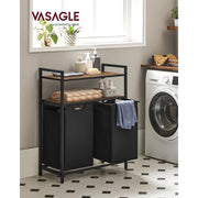 Laundry Sorter With 2 Shelves by Vasagle Rustic Brown and Black