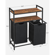 Laundry Sorter With 2 Shelves by Vasagle Rustic Brown and Black