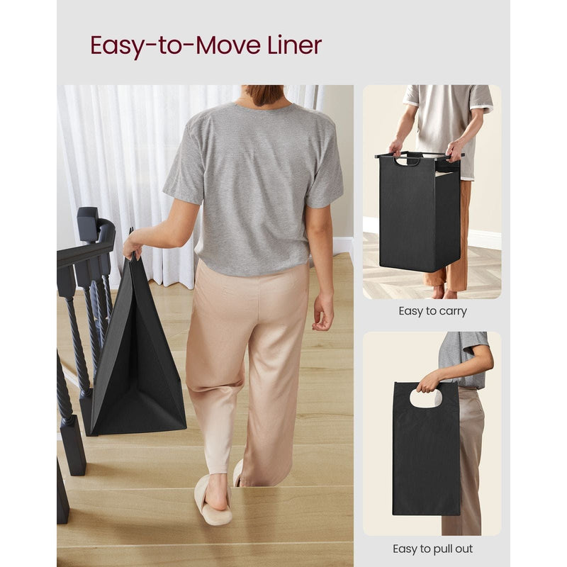 Laundry Sorter With 2 Shelves by Vasagle Rustic Brown and Black