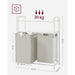 White Laundry Sorter With 2 Shelves by Vasagle
