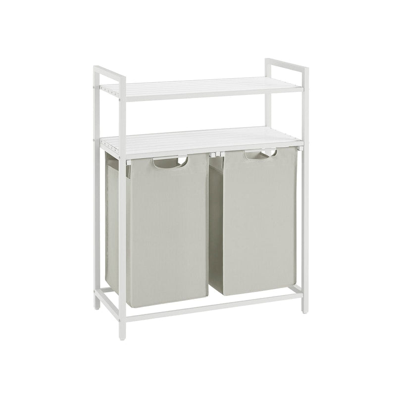 White Laundry Sorter With 2 Shelves by Vasagle