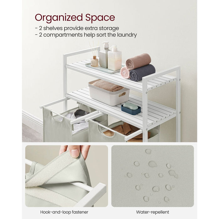 White Laundry Sorter With 2 Shelves by Vasagle