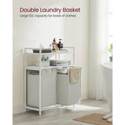 White Laundry Sorter With 2 Shelves by Vasagle