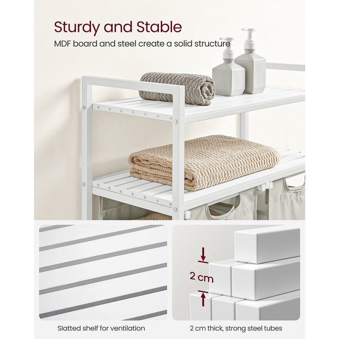 White Laundry Sorter With 2 Shelves by Vasagle
