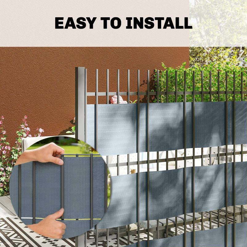 Garden Privacy Screen Fence for Wind and Sun Protection Waterproof PVC Grey AOSOM