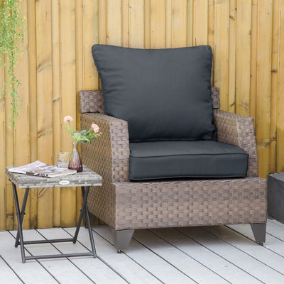 Dark Grey Outdoor Seat and Back Cushion Set Fade Resistant for Rattan or Patio Chairs
