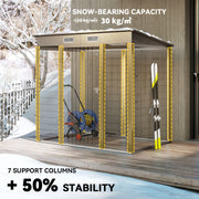 Galvanised Steel Garden Storage Shed With Lockable Door Weatherproof 4 x 6ft Grey AOSOM