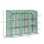 Tall 9 Shelf Mini Greenhouse For Plants And Seedlings With Zipped Cover Green AOSOM