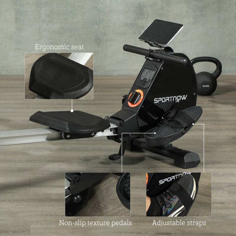 Folding Magnetic Rowing Machine with 16 Resistance Levels in Black for Home Fitness by SPORTNOW AOSOM