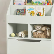 Kids Bookshelf and Toy Organiser with Storage Drawer and Wheels Green by HOMCOM