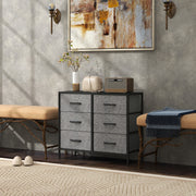 Black 6 Drawer Chest of Drawers with Steel Frame and Wooden Top for Bedroom and Nursery by HOMCOM