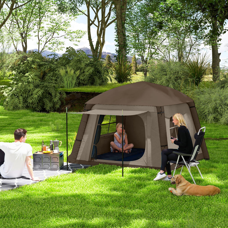 Inflatable 2 Person Camping Tent Quick Setup Waterproof Shelter with Mesh Screens Khaki
