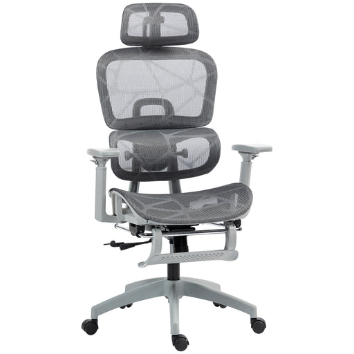 Grey Adjustable Ergonomic Mesh Office Chair for All Day Comfort by HOMCOM