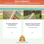 Adjustable Double Garden Hammock with Steel Frame and Pillow for Outdoor Relaxing Red Stripes AOSOM