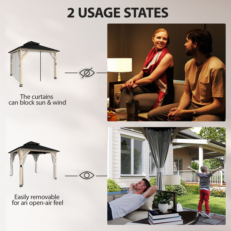 Wooden Garden Gazebo with Steel Roof for Year-Round Shelter and Privacy Weathered Grey