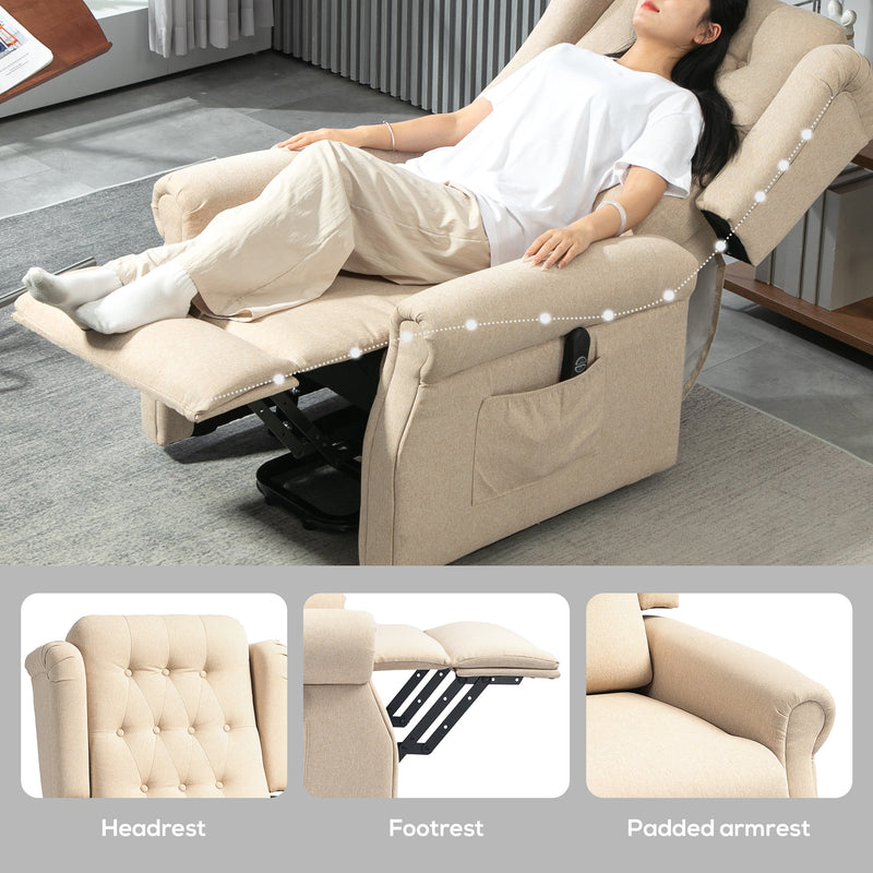 Beige 45 Degree Electric Riser and Recliner Armchair for Comfort and Support by HOMCOM