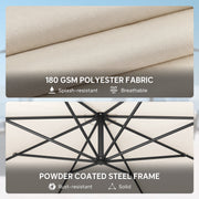 Garden Cantilever Parasol with Adjustable UV Shade and Easy Crank for Patio or Lawn Cream White AOSOM